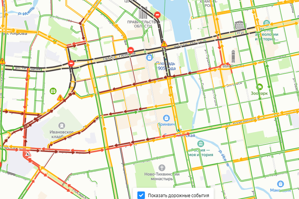 Карта перекрытых дорог екатеринбург