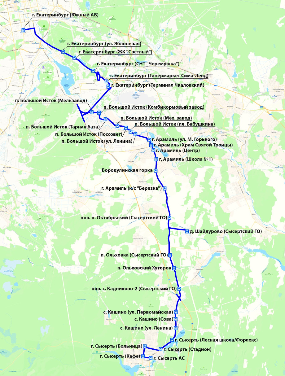 Схема маршрута 57а екатеринбург