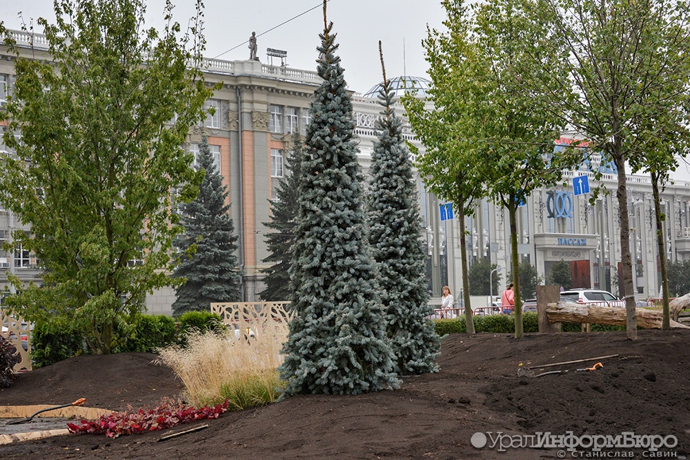 На главной площади Екатеринбурга разбирают сады 